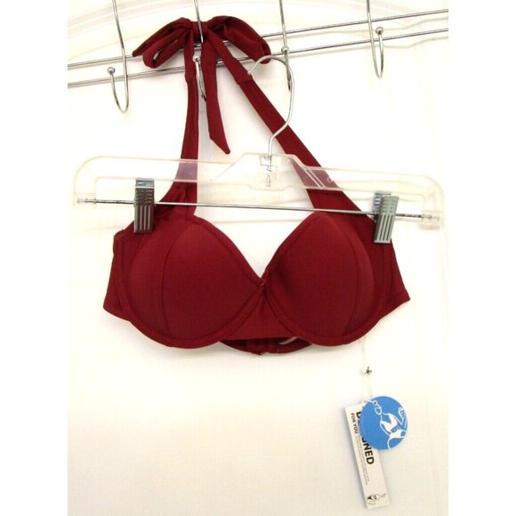 CUPSHE Swimwear - Bikini Top/Bra - Women's Size Small - Burgundy/Red Color NWT - Picture 2 of 12